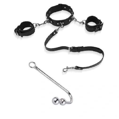 with Anal and Cuffs 5334 Collar Elegant Beaded Hook 0802
